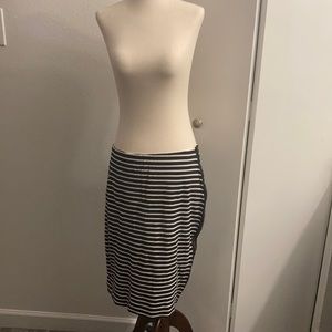 DownEast Striped Pencil Skirt with Side Zipper